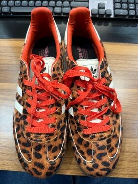 adidas SAMBA Leopard Print Sneakers with White Stripes and Red Accents